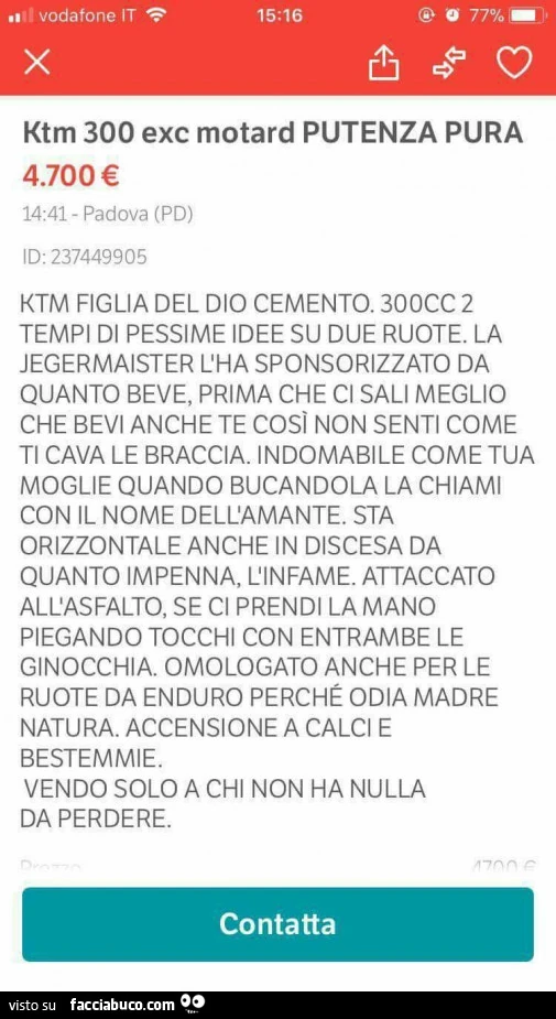 Ktm figlia del dio cemento. 300cc 2 tempi di pessime idee su due ruote