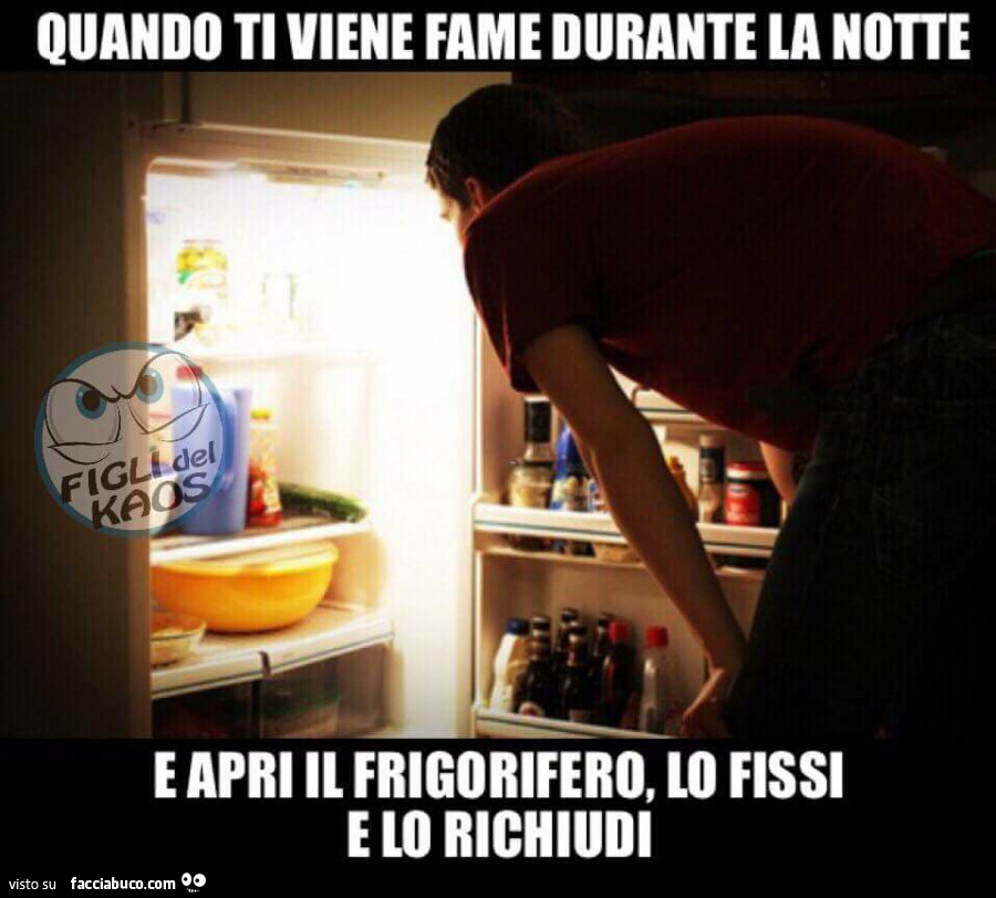 Quando ti viene fame durante la notte e apri il frigorifero, lo fissi e lo richiudi