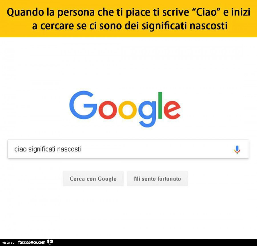Quando la persona che ti piace ti scrive ciao e inizi a cercare se ci sono dei significati nascosti
