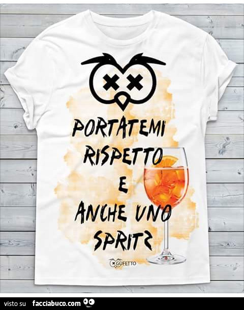 T-Shirt Donna Divertente 'Portami Rispetto E Anche Uno Spritz' – 100% Cotone Morbido – Regalo Originale Per Amiche – Manica Corta