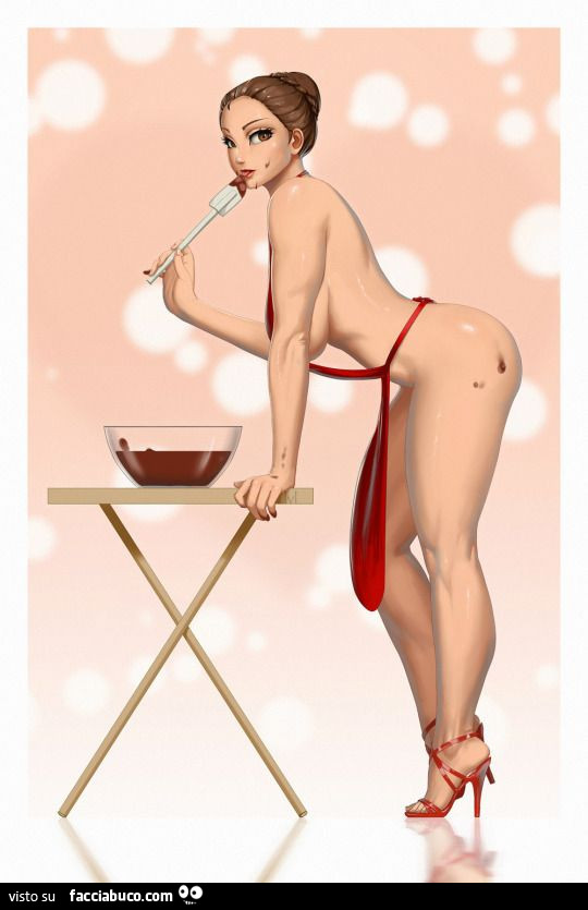 Cuoca nuda prepara cioccolato