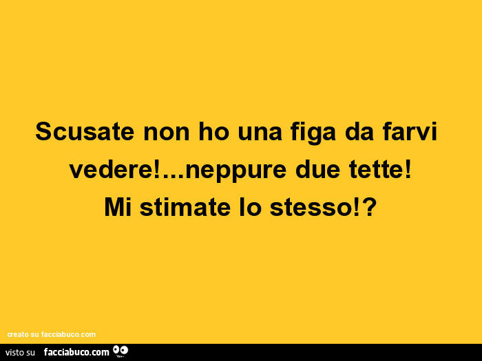 Scusate non ho una figa da farvi vedere! … Neppure due tette! Mi stimate lo stesso!?