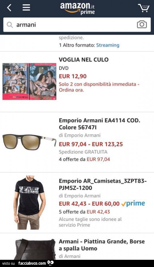 Armani su Amazon: voglia nel culo