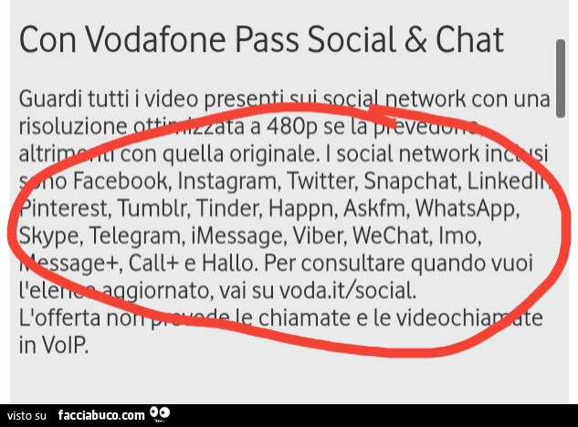 Lista social Vodafone pass