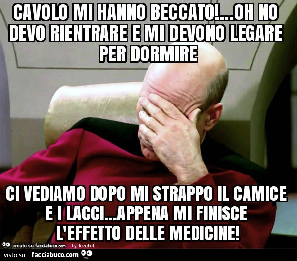 Cavolo mi hanno beccato! &hellip; oh no devo rientrare e mi devono legare per dormire ci vediamo dopo mi strappo il camice e i lacci&hellip; appena mi finisce l'effetto delle medicine