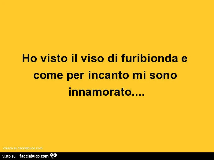 Ho visto il viso di furibionda e come per incanto mi sono innamorato