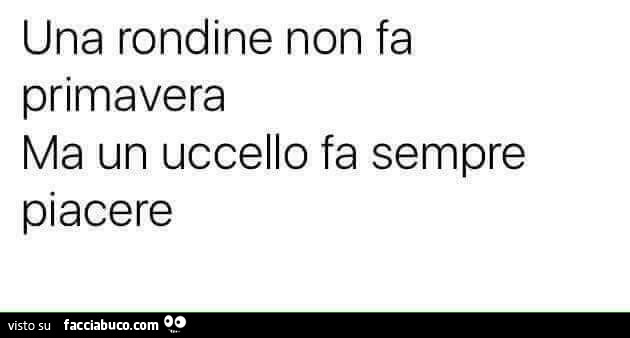 Una rondine non fa primavera ma un uccello fa sempre piacere