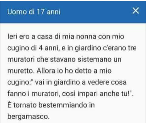 Mio cugino muratori bestemmia di in bergamasco