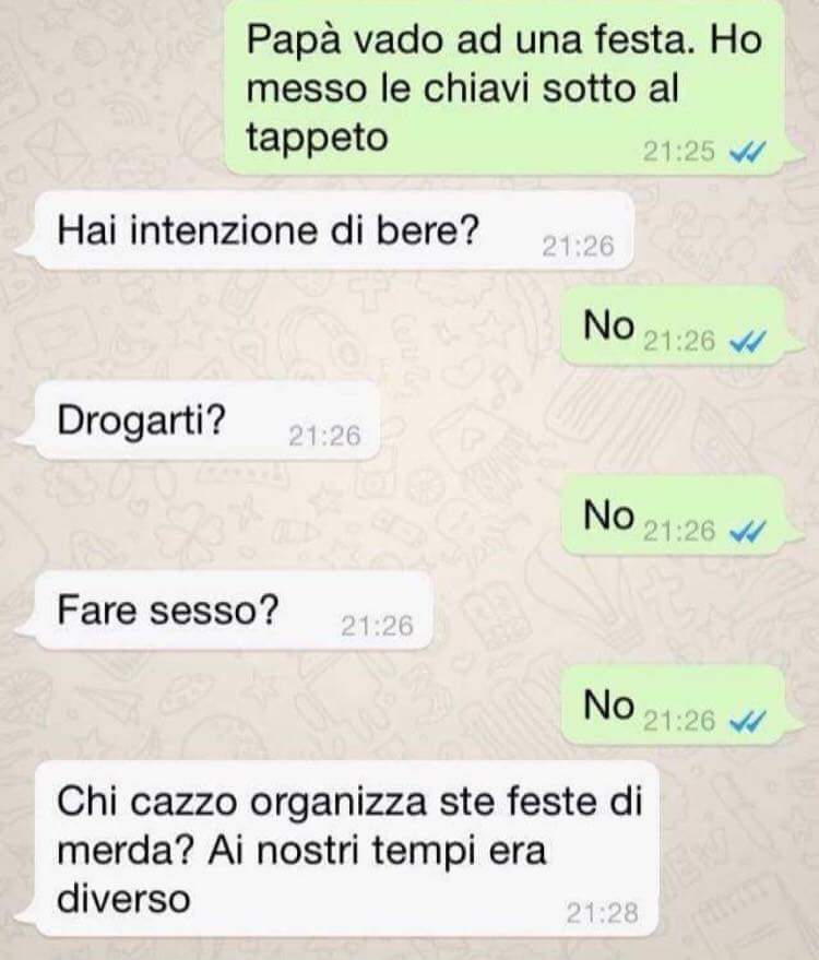 Papà vado ad una festa