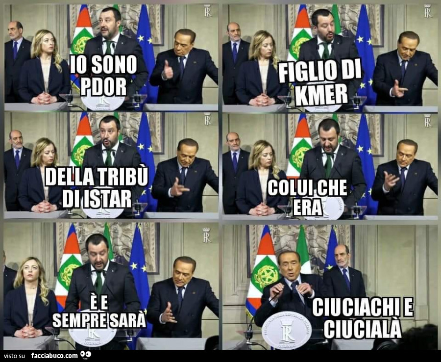 Io sono pdor, figlio di kmer della tribù di istar colui che era e sempre sarà. Ciuciachi e ciucialà