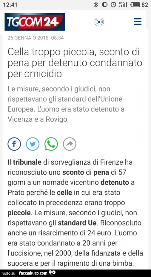 Cella troppo piccola, sconto di pena per detenuto condannato per omicidio