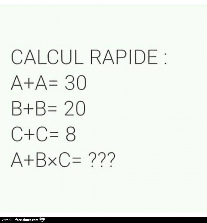 Calcul rapide. A a= 30, b b= 20, a bxc=?