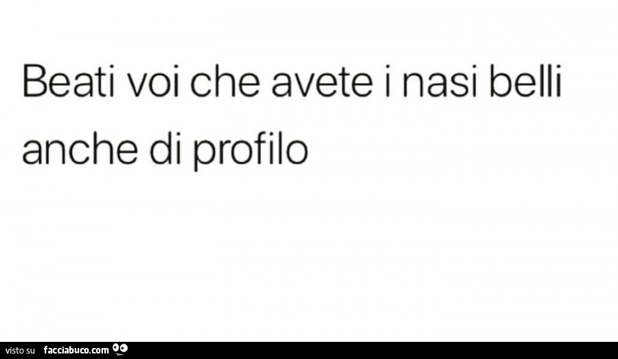 Beati voi che avete i nasi belli anche di profilo