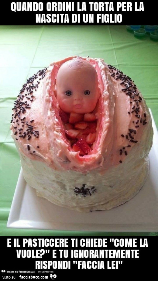 Quando ordini la torta per la nascita di un figlio e il pasticcere ti chiede "come la vuole? " E tu ignorantemente rispondi "faccia lei"