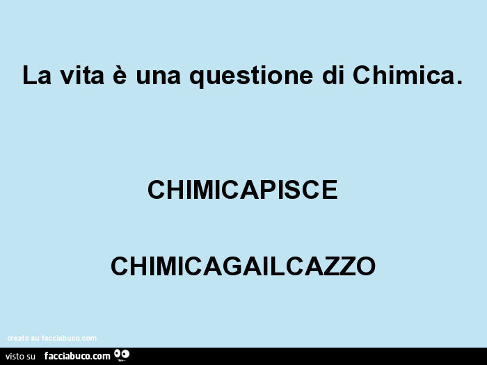 La Vita E Una Questione Di Chimica Chimicapisce Chimicagailcazzo Facciabuco Com