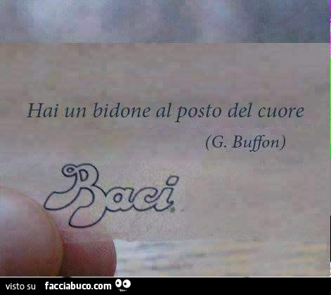 Hai un bidone al posto del cuore. G. Buffon
