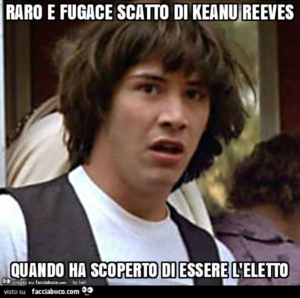 Raro e fugace scatto di keanu reeves quando ha scoperto di essere l'eletto