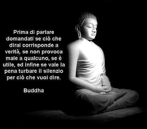 Prima di parlare domandati se ciò che dirai corrisponde a verità, se non provoca male a qualcuno, se è utile, ed infine se vale la pena turbare il silenzio per ciò che vuoi dire. Buddha