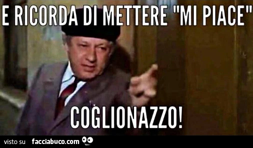 E ricorda di mettere mi piace coglionazzo