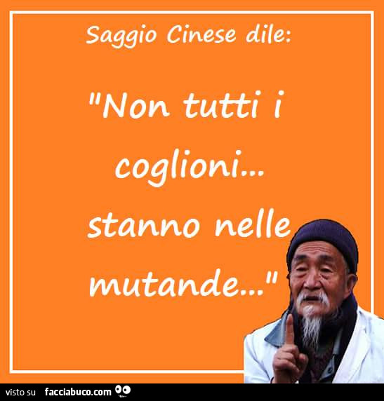 Saggio Cinese dile: non tutti i coglioni stanno nelle mutande