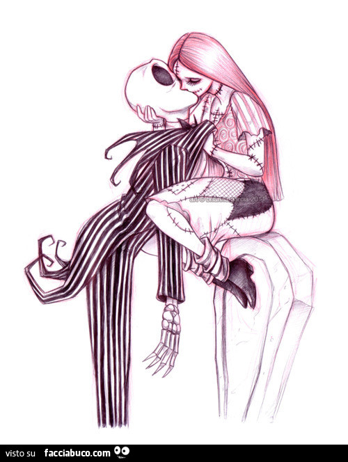 Nightmare before christmas: Sally bacia Jack Skeletron
