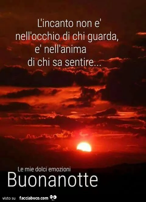 L'incanto non è nell'occhio di chi guarda, è nell'anima di chi sa sentire. Buonanotte