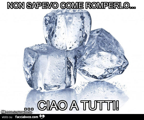 Non sapevo come romperlo… ciao a tutti