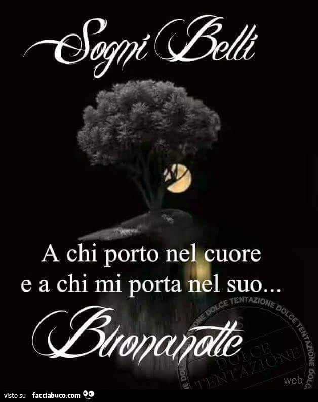 Sogni belli a chi porto nel cuore e a chi mi porta nel suo. Buonanotte