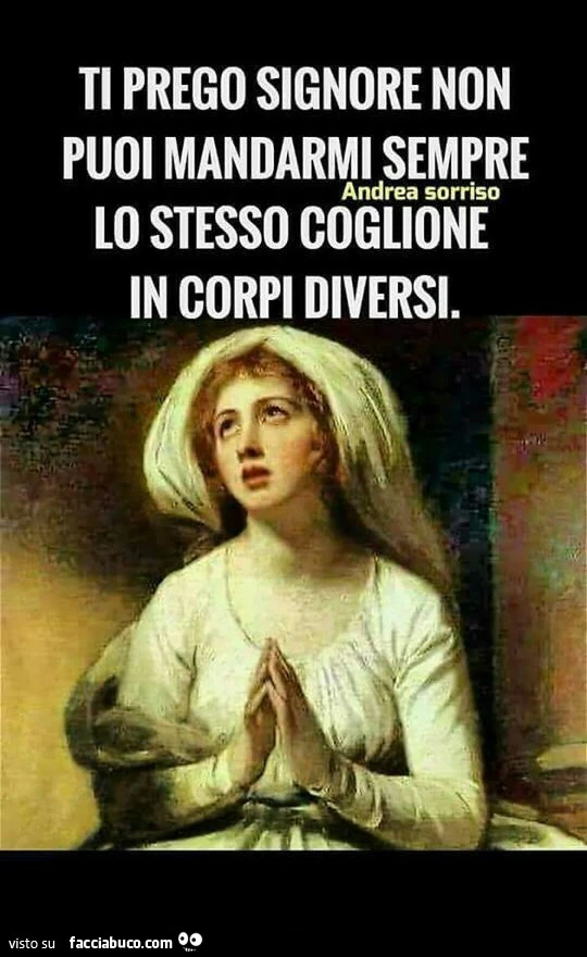 Ti prego signore non puoi mandarmi sempre lo stesso coglione in corpi diversi