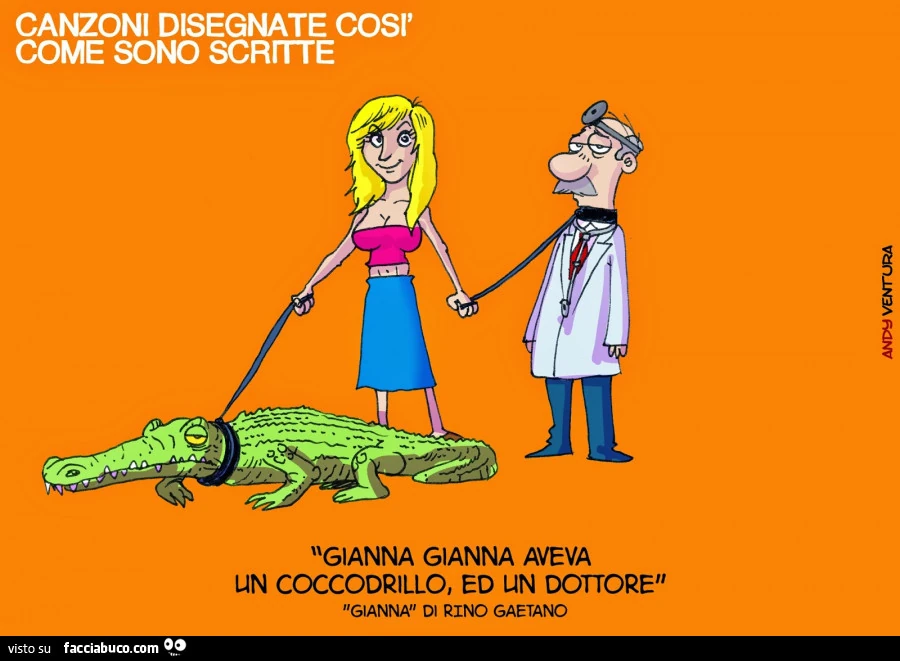 Canzoni disegnate così come sono scritte. Gianna gianna aveva un coccodrillo, ed un dottore
