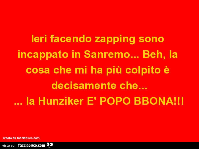 Ieri facendo zapping sono incappato in sanremo&hellip; beh, la cosa che mi ha più colpito è decisamente che&hellip; la hunziker è popo bbona
