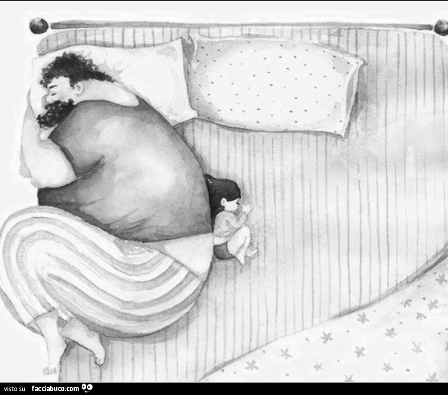 Piccola dorme assieme al papà