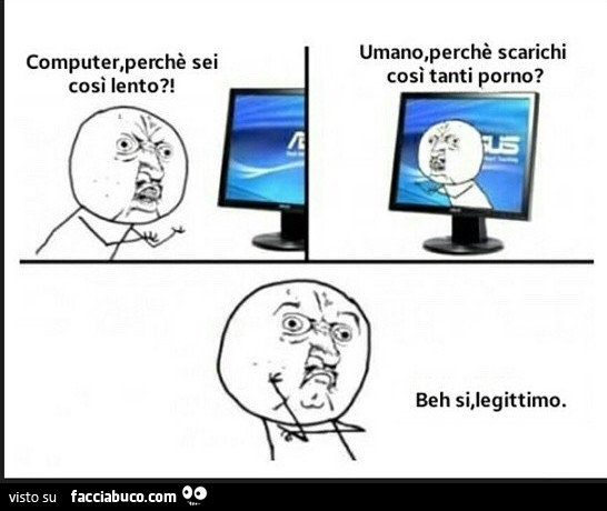Computer, perchè sei cosi lento?! Umano, perchè scarichi così tanti porno? Beh si, legittimo