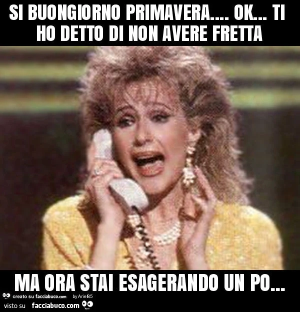 Si buongiorno primavera&hellip; ok&hellip; ti ho detto di non avere fretta ma ora stai esagerando un po