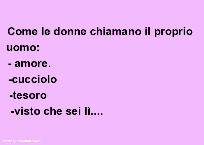 Come le donne chiamano il proprio uomo: - amore. -Cucciolo -tesoro -visto che sei lì
