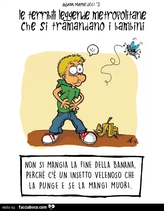 Le terribili leggende metropolitane che si tramandano i bambini. Non si mangia la fine della banana
