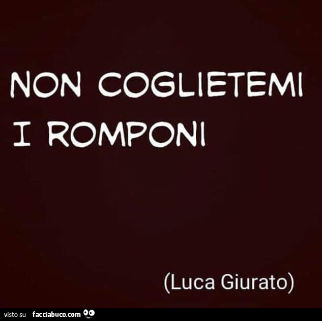 Non coglietemi i romponi. Luca Giurato