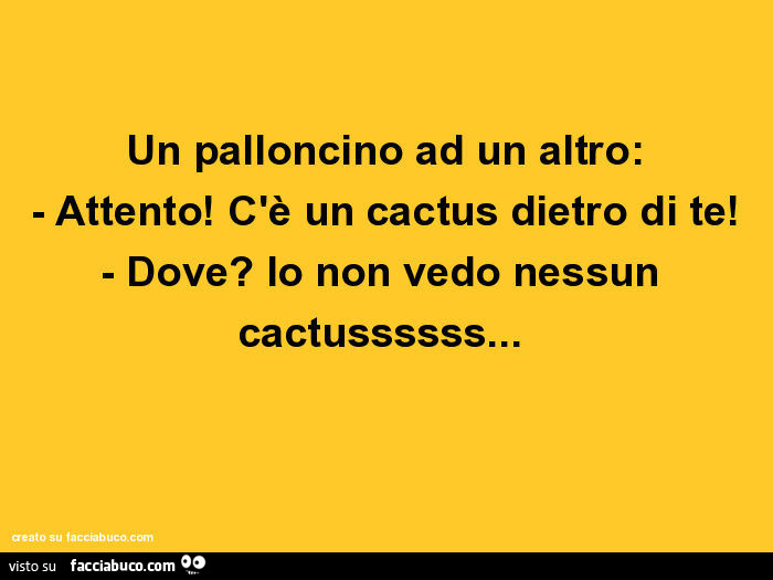 Un palloncino ad un altro: Attento! C'è un cactus dietro di te! Dove? Io non vedo nessun cactussssss