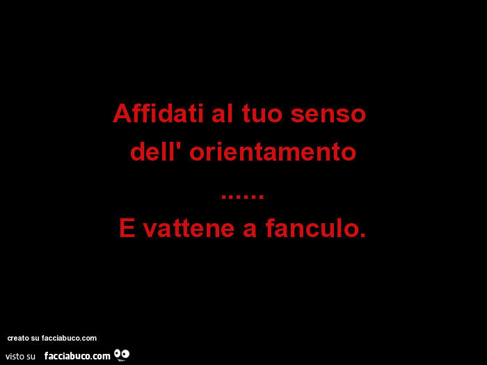 Affidati al tuo senso dell' orientamento… E vattene a fanculo