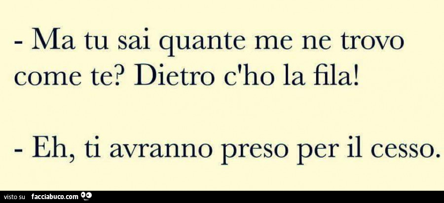 Ma tu sai quante me ne trovo come te? Dietro c'ho la fila! Eh, ti avranno preso per il cesso