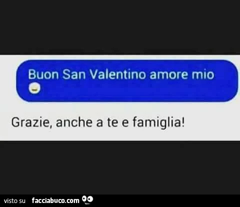 Buon San Valentino amore mio. Grazie, anche a te e famiglia